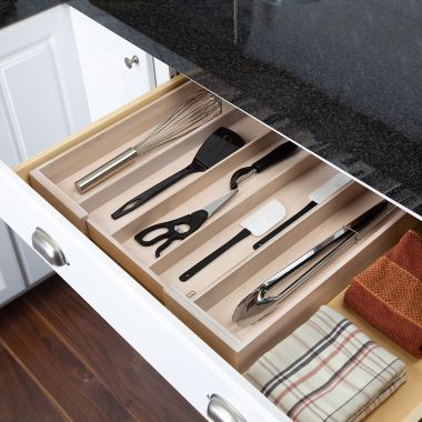 Squared Away&trade; Utensil Expandable Bamboo Flatware Organizer. View a larger version of this product image.