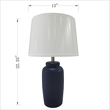 Everhome&trade; Ceramic Ginger Jar Table Lamp in Navy with Linen Shade. View a larger version of this product image.
