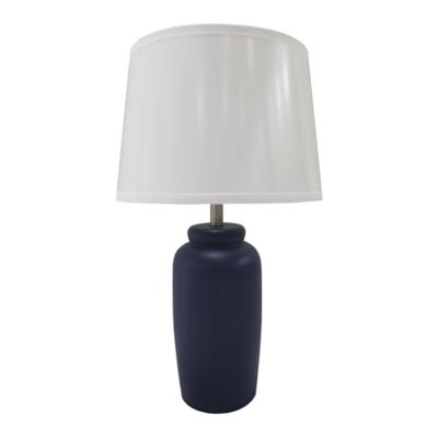 Everhome&trade; Ceramic Ginger Jar Table Lamp in Navy with Linen Shade