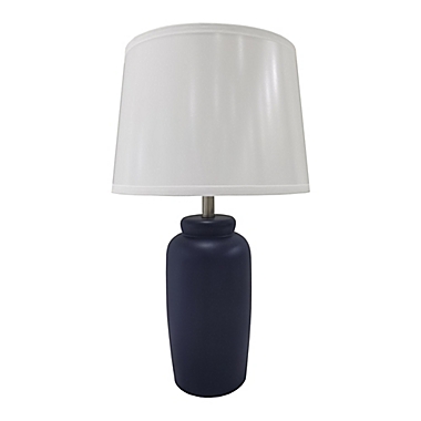 Everhome&trade; Ceramic Ginger Jar Table Lamp in Navy with Linen Shade. View a larger version of this product image.