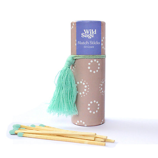 Alternate image 1 for Wild Sage™ 50-Count Decorative Tube of Wooden Match Sticks in Mauve Ditsy