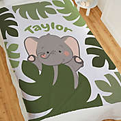 Jolly Jungle Elephant Fleece Baby Blanket in Green