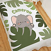 Jolly Jungle Elephant Sherpa 60-Inch x 80-Inch Baby Blanket in Green