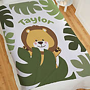 Jolly Jungle Lion 80-Inch Fleece Baby Blanket in Green