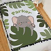 Jolly Jungle Elephant 60-Inch Tied Baby Blanket in Green