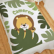 Jolly Jungle Lion 80-Inch Sherpa Baby Blanket in Green