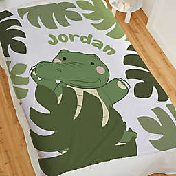 Jolly Jungle 50-Inch x 60-Inch Personalized Gator Fleece Baby Blanket in Green