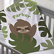 Jolly Jungle Sloth Fleece Baby Blanket in Green