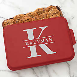 Lavish Last Name Personalized Cake Pan with Red Lid