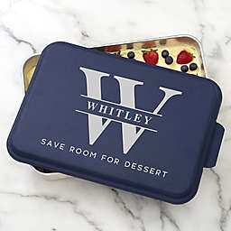Lavish Last Name Personalized Cake Pan with Navy Lid