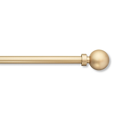 Simply Essential&trade; Solid Ball 18 to 36-Inch Adjustable Single Curtain Rod Set in Satin Gold. View a larger version of this product image.