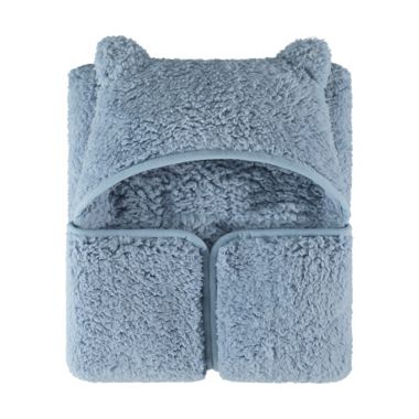 UGG&reg; Classic Sherpa Hooded Throw Blanket in Denim. View a larger version of this product image.