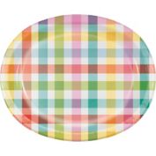 H for Happy&trade; 10-Count Bunnies and Plaid Gingham Plaid Oval Platters