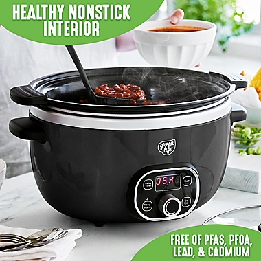 GreenLife Healthy Cook Duo 6 qt. Slow Cooker in Black. View a larger version of this product image.