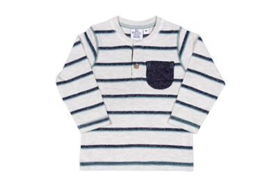 Bear Camp Striped Henley in Ivory/Blue