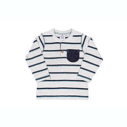 Bear Camp Striped Henley in Ivory/Blue