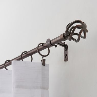 Simply Essential&trade; Birdcage 36 to 72-Inch Adjustable Single Curtain Rod Set in Bronze. View a larger version of this product image.