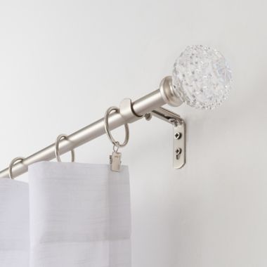 Simply Essential&trade; Fractured Facets 72 to 120-Inch Single Curtain Rod Set Brushed Nickel. View a larger version of this product image.