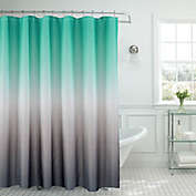 Ombre Waffle Shower Curtain in Turquoise/Grey