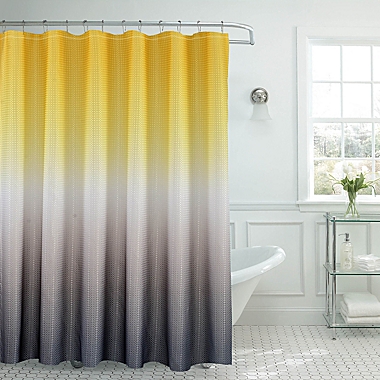 Ombre Waffle Shower Curtain in Yellow/Grey. View a larger version of this product image.