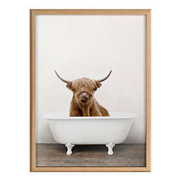 Kate and Laurel™ Highland Cow in Tub Color 18-Inch x 24-Inch Framed Wall Art in Natural