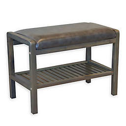 Acacia Padded Bench with Shoe Storage in Grey