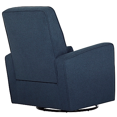 évolur Holland Upholstered Swivel Glider with Lumbar Pillow inNavy. View a larger version of this product image.