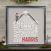 Christmas Family House Personalized 12-Inch x 12-Inch Framed Wall Art in Black