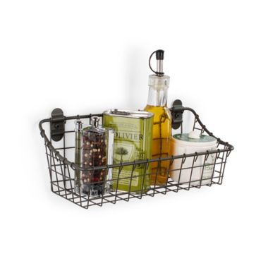 Spectrum&reg; Vintage Small Cabinet &amp; Wall Mount Basket in Grey. View a larger version of this product image.
