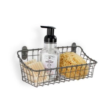 Spectrum&reg; Vintage Small Cabinet &amp; Wall Mount Basket in Grey. View a larger version of this product image.