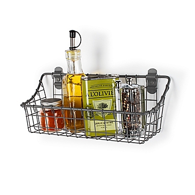 Spectrum&reg; Vintage Small Cabinet &amp; Wall Mount Basket in Grey. View a larger version of this product image.