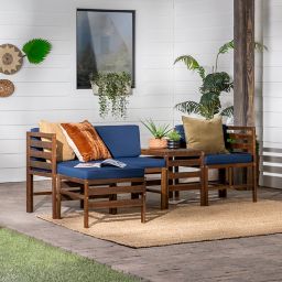Forest Gate 5-Piece Modern Modular Patio Chat Set in Dark Brown/Navy