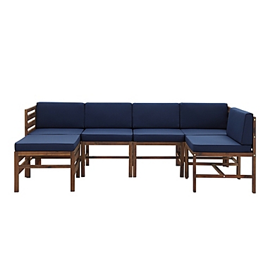 Forest Gate 6-Piece Modern Modular Patio Chat Set in Dark Brown/Navy. View a larger version of this product image.