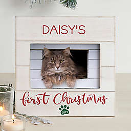 Pet's First Christmas Personalized 4-Inch x 6-Inch Horizontal Shiplap Frame