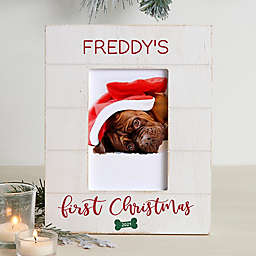 Pet's First Christmas Personalized Vertical Shiplap Frame