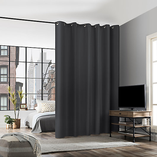 Alternate image 1 for No. 918 Billie Noise Reducing 10x9' Grommet Room Divider Window Curtain Panel in Charcoal
