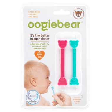 oogiebear&reg; 2-Pack Infant Nose &amp; Ear Cleaner with Case in Raspberry/Seafoam. View a larger version of this product image.
