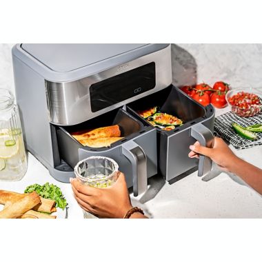 CRUX&reg; Artisan Series 9 qt. Dual Basket Air Fryer in Grey. View a larger version of this product image.