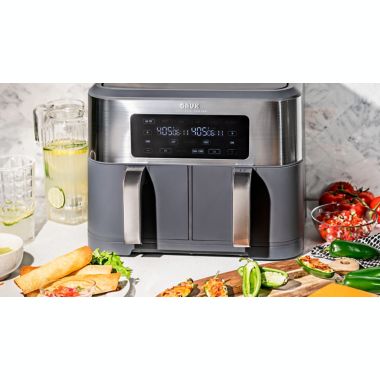 CRUX&reg; Artisan Series 9 qt. Dual Basket Air Fryer in Grey. View a larger version of this product image.