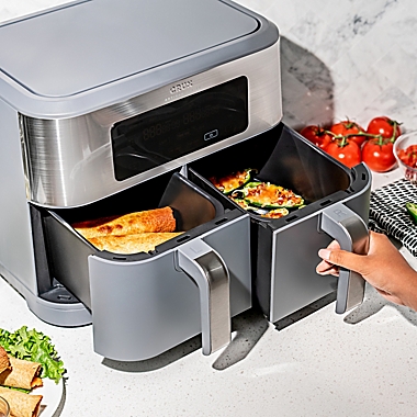 CRUX&reg; Artisan Series 9 qt. Dual Basket Air Fryer in Grey. View a larger version of this product image.