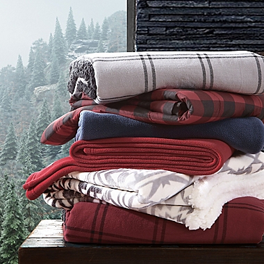 Eddie Bauer&reg; Mountain Plaid Down Alternative Reversible King Blanket in Red. View a larger version of this product image.