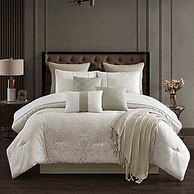 Keats 10-Piece King Comforter Set in Beige/Ivory. View a larger version of this product image.