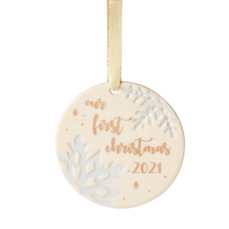 Lenox Our First Christmas Ornament 2022 Lenox® "Our First Christmas 2021" Snowflake Christmas Ornament | Bed Bath &  Beyond