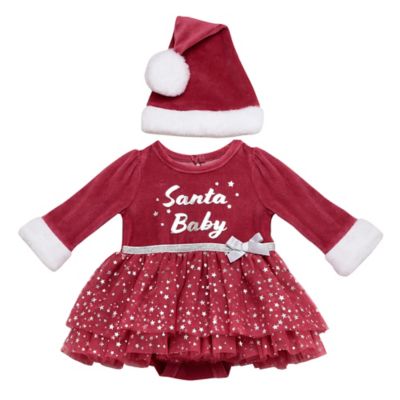 Baby Starters&reg; Newborn 2-Piece &quot;Santa Baby&quot; Bodysuit Dress with Tutu and Hat