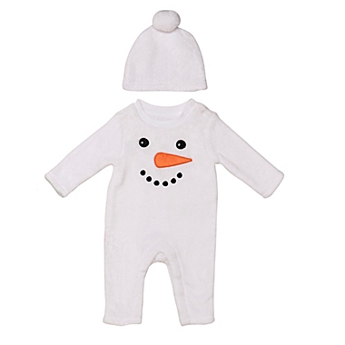 Baby Starters&reg; 2-Piece Snowman Long Sleeve Coverall and Hat Set in White. View a larger version of this product image.