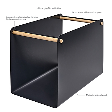 Squared Away&trade; Wood and Metal Hanging File Organizer in Phantom. View a larger version of this product image.