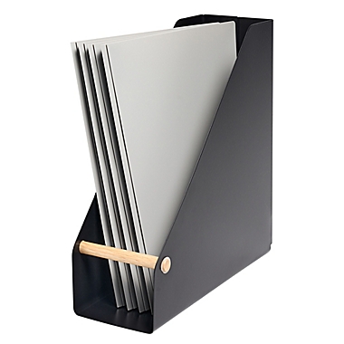Squared Away&trade; Wood and Metal Magazine File Organizer in Phantom. View a larger version of this product image.