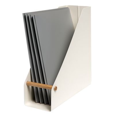 Squared Away&trade; Wood and Metal Magazine File Organizer in Coconut Milk