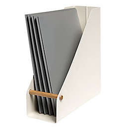 Squared Away™ Wood and Metal Magazine File Organizer in Coconut Milk