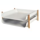 Alternate image 5 for Squared Away&trade; Wood and Metal Stacking Paper Tray in Coconut Milk